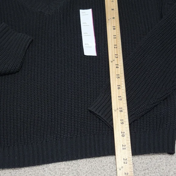 Wild Fable Black Long Sleeve V-Neck Pullover Knitted Sweater Size XXL - Picture 6 of 9